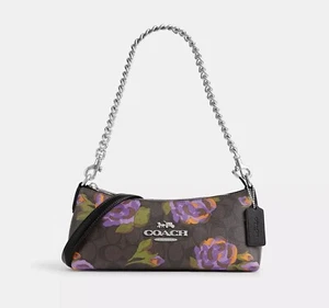 ☂️🍄Coach Charlotte Shoulder Bag In Signature Canvas With Rose Print CL406 NWT - Picture 1 of 10