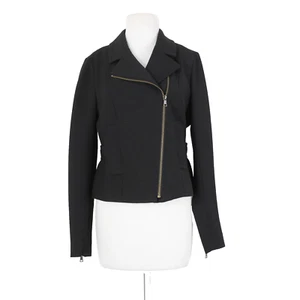 Ann Taylor Loft Sz 6 Black Zipper Collared Faux Pockets Lined Poly Rayon Jacket - Bild 1 von 11