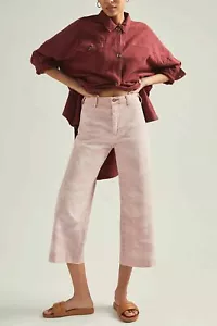 Anthropologie Pilcro Pasco Cropped Wide Leg Trousers Pink Size W16 UK L RRP £120 - Picture 1 of 2