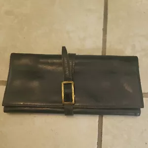 VINTAGE MARK CROSS MULTI FUNCTION BLACK LEATHER ROLL WALLET - NICE CONDITION - Picture 1 of 11
