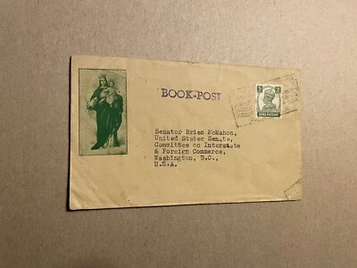 India 1940s cubierta al senador estadounidense McMahon + Solo Franking KGVI 9p + St Mary Cachet Foto 1 de 2