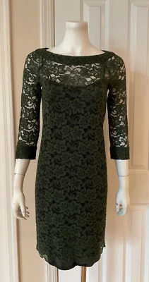 Vestido Vaina Diane von Furstenberg Zarita Corto Verde Encaje con Negro Sin Mangas Talla 4 Foto 1 de 4