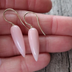 Pendientes colgantes de plata de ley 925 #sin deslustre# lágrima de ópalo rosa para ella - Imagen 1 de 7