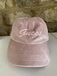 Guess Women’s Pink Velour Baseball Cap Hat One Size Rare Excellent Condition