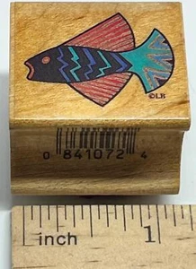 Laurel Burch Rubber Stamp FOLK ART FISH All Night Media - Picture 1 of 5