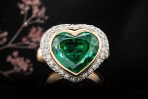 Herz Smaragd Ring Hans Dieter Krieger mit Diamanten in Roségold Weißgold Schmuck - Bild 1 von 14