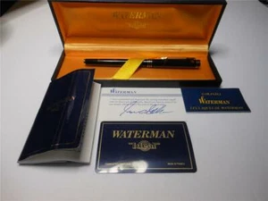 NEW VINTAGE WATERMAN IDEAL BLACK W/ GOLD TRIM BALLPOINT PEN W/ PAPER & BOX - Picture 1 of 9
