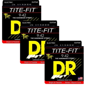 3 SETS OF DR Tite-Fit Electric Guitar Strings LT-9 Lite-n-Tite 9-42 Nickel - Picture 1 of 9