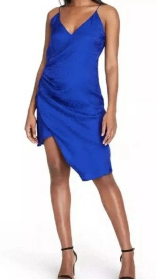 Women’s Cushnie Cheetah Leopard Print Faux Wrap Cocktail Dress Blue Size 6