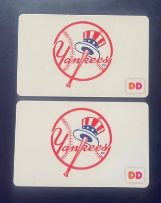 2018 Dunkin Donuts Gift Card. NEW YORK YANKEES SGA Card. 2 cards. Mint. W/W ship - Image 1 of 2