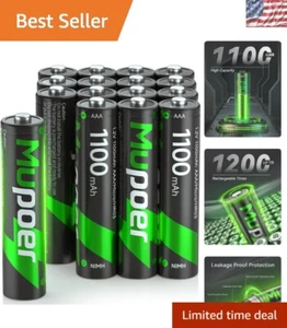 16-Pack High Capacity 1100mAh Rechargeable AAA Batteries - Eco-Friendly Power - Picture 1 of 9
