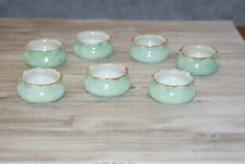 O. & E. G. Royal Austria salt celler set of 7 green with gold trim rims