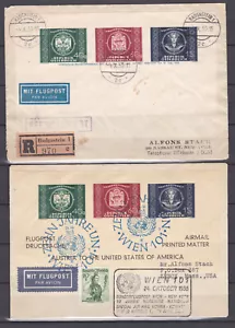 1949 UPU Adresszettel Weißes und Gelbes Papier auf Reco Brief bzw. Flugpost - Bild 1 von 6