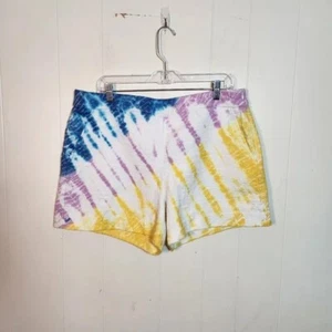 Trina Turk Crystal Cove White Yellow Purple Blue Hand Dyed Shorts Size Womens 16 - Picture 1 of 14