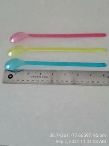 Ice Cream Long Handle Hard Plastic Spoons (8 Inch) for Floats or Tall Glasses - Picture 1 of 7