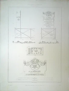 Ancienne Gravure d'Architecture - Pierre Tombale du Baron André de RIDELE - Imagen 1 de 1