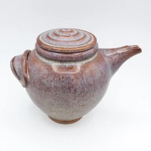 Studio Art Pottery Glazed Stoneware Cottage Core Teapot Round Signed Greg Neal - Picture 1 of 17