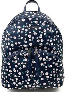 Kate Spade Karissa Large Nylon Backpack Fleurette Toss Blue White Book Bag