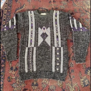 Vintage 90’s Biggie Smalls Cosby Sweater Geometric Purple Design Men’s L - Picture 1 of 8