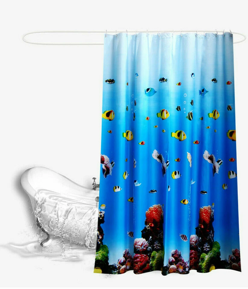 Bad Wasserdicht Duschvorhang PEVA Blau Ozean Muster Wannenvorhang Anti-Schimmel - Bild 1 von 3