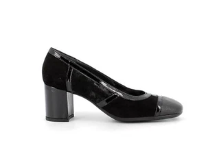 ENVAL SOFT 6288600 Court Shoes Leather Suede Heel Women Black Memory Foam - Picture 1 of 3