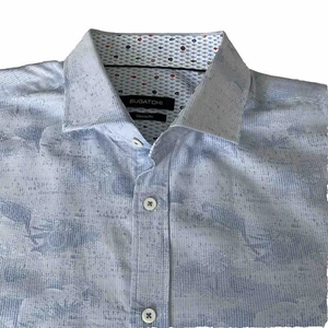Bugatchi Shirt Mens Size XL Classic Fit Fish Flip Cuff Floral Blue - Picture 1 of 11
