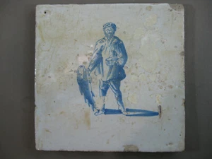 antike kunsthandwerkliche Fliese Mensch Kachel Tegel Dutch Tiles -17 Jahrhundert - Bild 1 von 9