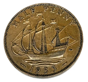 # C2417 GREAT BRITAIN COIN, HALF PENNY 1953 - Picture 1 of 2