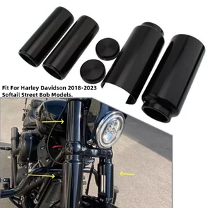 For Harley Softail M8 Street Bob FXBB FXBBS 2018-2022 Full Black Fork Cover Set - Picture 1 of 8