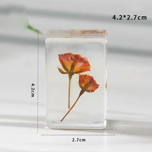 Orange Rose Specimen Resin Decoration Home Office Dried Flower Paperweight Gifts - Picture 1 of 2