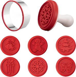 Christmas Cookie Stamps Set of 6, Heat Resistant Silicone Cookie Stamps for Baki - Picture 1 of 12