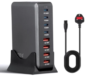 Bloc Chargeur Rapide USB 200W, Station de Charge USB 8 Ports Noir - Photo 1 sur 6