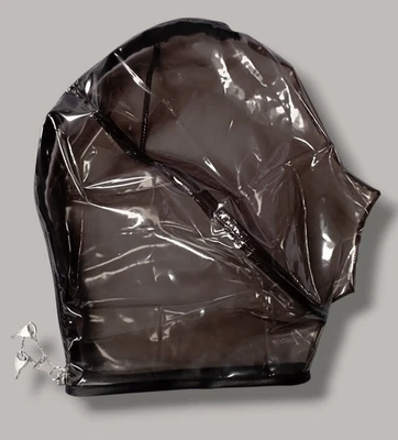 NEW ADULT SEMI-TRANSPARENT BLACK PVC LOCKABLE HOOD GIMP MASK HALLOWEEN MASK - Image 1 of 2
