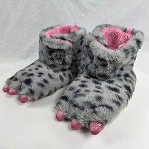 WONDER NATION Baby Girls Size 9-10 Fuzzy Monster Pink Claw Foot Slippers Booties - Picture 1 of 7