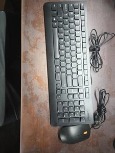 Lenovo Wired USB Keyboard Black & Optical Sensor Mouse EKB-536A Combo (NEW) - Picture 1 of 6