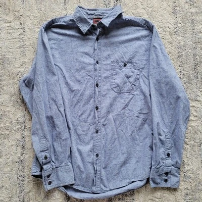 Camisa de manga larga con botones Tony Hawk para hombre talla L azul patinador hipster preppy Foto 1 de 4