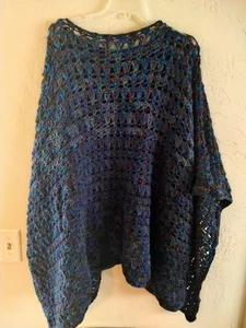 Beautiful Hand Made Crochet Shawl Poncho Multicolored Granny One Size Sweater - Picture 1 of 3
