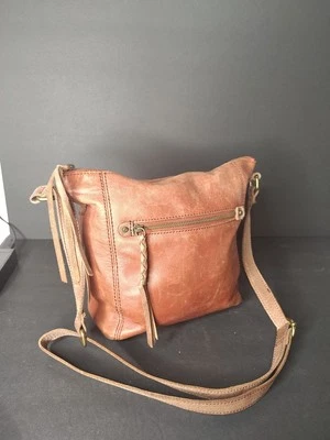 The Sack "Ashland" Orange/Brown Leather Crossbody Purse Boho ~Everyday Bag - Image 1 of 4