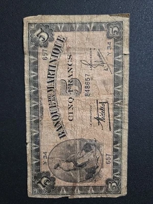 MARTINUQUE - 1942 5 FRANCS BANKNOTE 657 CIRCULATED - Image 1 of 4