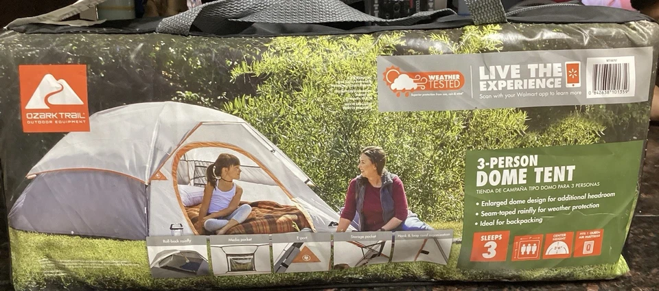 Ozark Trail 3-Person Camping Dome Tent- Outdoor Equipment- - Image 1 of 1