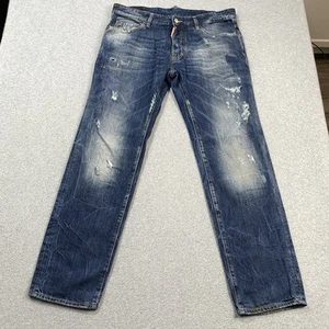 Dsquared2 Jeans Mens 52 36x32 Button Fly Distressed Grunge ITALY MADE *stains - Picture 1 of 20