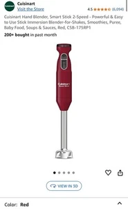 Cuisinart 2-Speed Smart Stick Hand Blender Red P1 (-1UM) - Picture 1 of 2