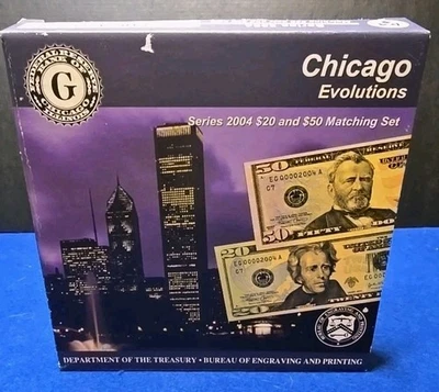 2004 SERIES CHICAGO EVOLUTIONS SET $20, $50 MATCHING LOW SERIAL #EG 00002316A - Image 1 of 4