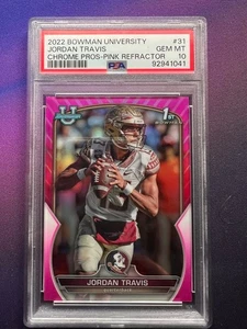 Jordan Travis 💎 PSA 10 - 2022 Bowman Chrome 1st Pink - Florida State Pop 7 - Imagen 1 de 2