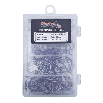 MASTERPRO 100pcs Octopus Circle Hooks – Size 2/0, 3/0, 4/0, 5/0 FISHING TACKLE - image 1 of 4