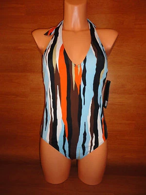 $130 IT FIGURES Maiô Terno de Banho Halter One Piece Vintage Retro Look Feminino 10 - Imagem 1 de 4