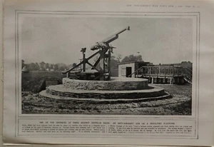 PISTOLA ANTIAÉREA 1916 PRIMERA GUERRA MUNDIAL IMPRESIÓN DEFENSAS DE PARÍS CONTRA INCURSIONES ZEPELÍN - Imagen 1 de 1