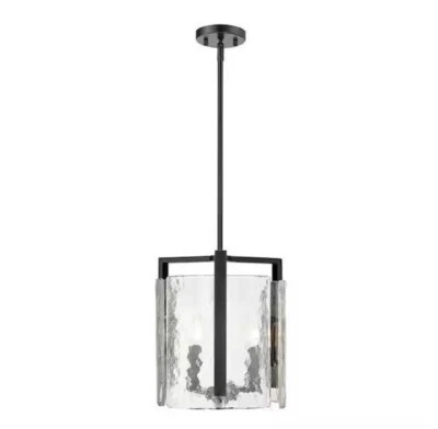 Golden Lighting AENON 3 Lite 13"D Pendant Matte Black Water GLASS 3164-3PBLK-HWG - Image 1 of 4