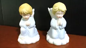 2er Set BETENDE KINDER ENGEL Porzellan KERZENSTÄNDER - Bild 1 von 6