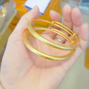 24K Thai baht gold peach blossom push-pull bracelet with retro bracelet 1pcs - Picture 1 of 13